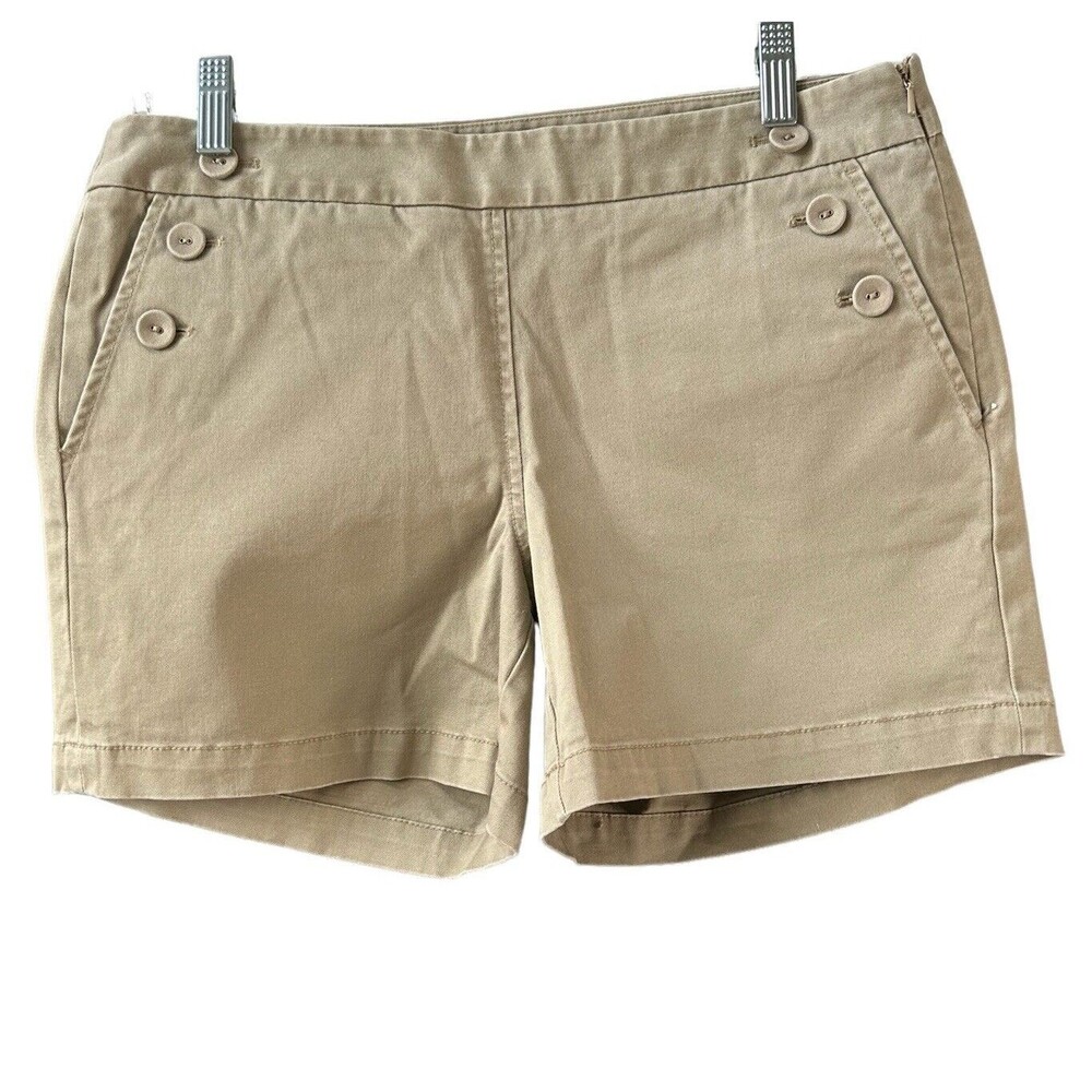J. Crew Tan Khaki City Fit Shorts Button Detail Women’s Sz 6